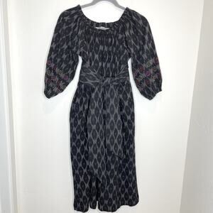 Marketplace Handwork Of India Midi Dress Womens Large Black Embroidered Belt